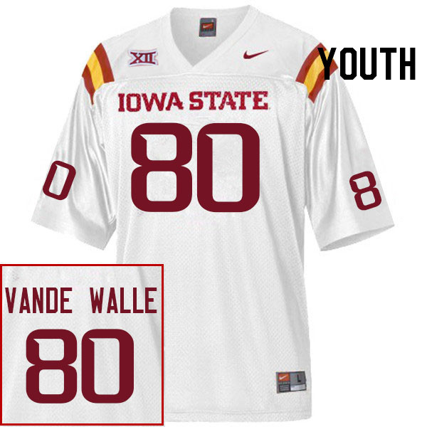 Youth #80 Jonathan Vande Walle Iowa State Cyclones College Football Jerseys Stitched Sale-White - Click Image to Close